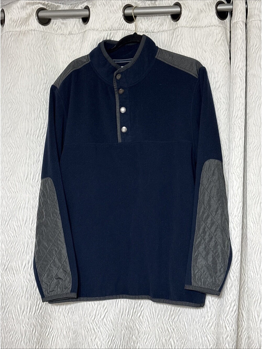 Tommy Bahama Sweater Sweatshirt Pullover Fleece Snap Mock Blue New Medium XL